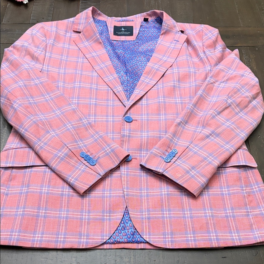 Tailor Byrd Pink and Blue Plaid Sport Coat